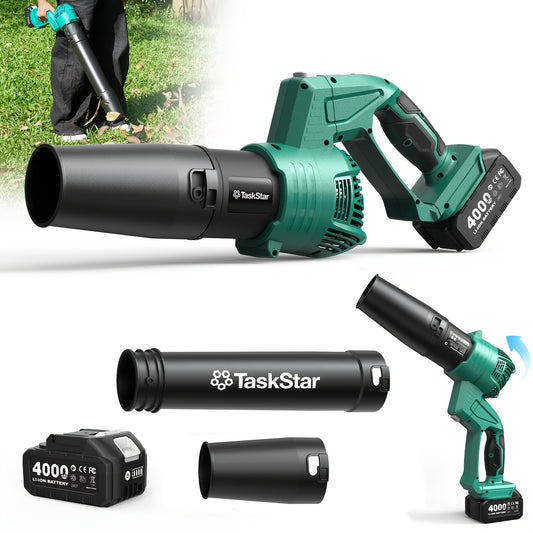 Cordless Leaf Blower 550 CFM with Rotating Head, 2 x 4.0Ah Batteries & Fast Charger,