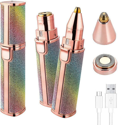 2-in-1 Rechargeable Nose Hair & Eyebrow Trimmer with LED Light