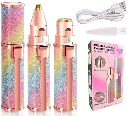 2-in-1 Rechargeable Nose Hair & Eyebrow Trimmer with LED Light
