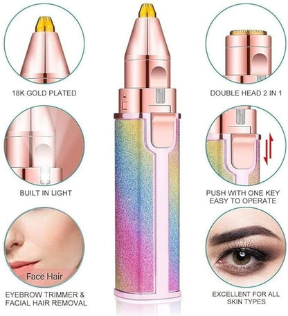 2-in-1 Rechargeable Nose Hair & Eyebrow Trimmer with LED Light