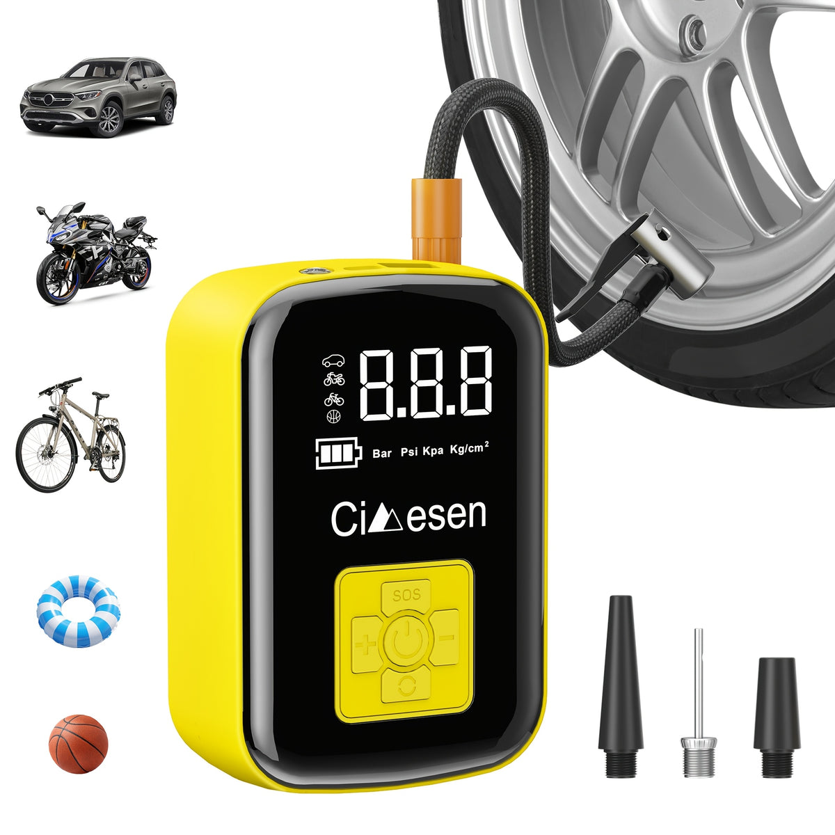 Portable Tire Inflator Air Compressor Cordless Electric Air Pump with Digital Display