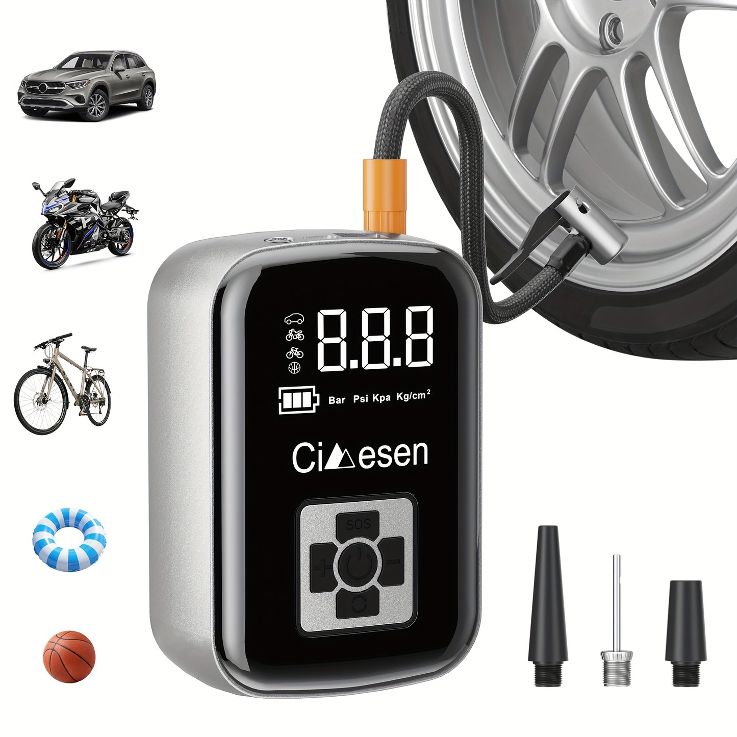 Portable Tire Inflator Air Compressor Cordless Electric Air Pump with Digital Display