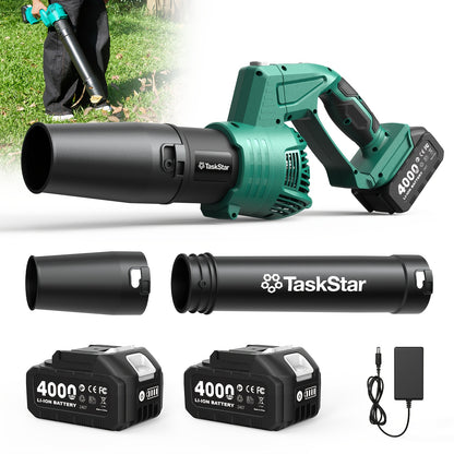 Cordless Leaf Blower 550 CFM with Rotating Head, 2 x 4.0Ah Batteries & Fast Charger,