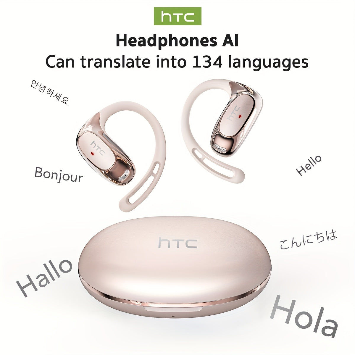 HTC NE35 AI Translation Earbuds – Open-Ear Wireless Headphones