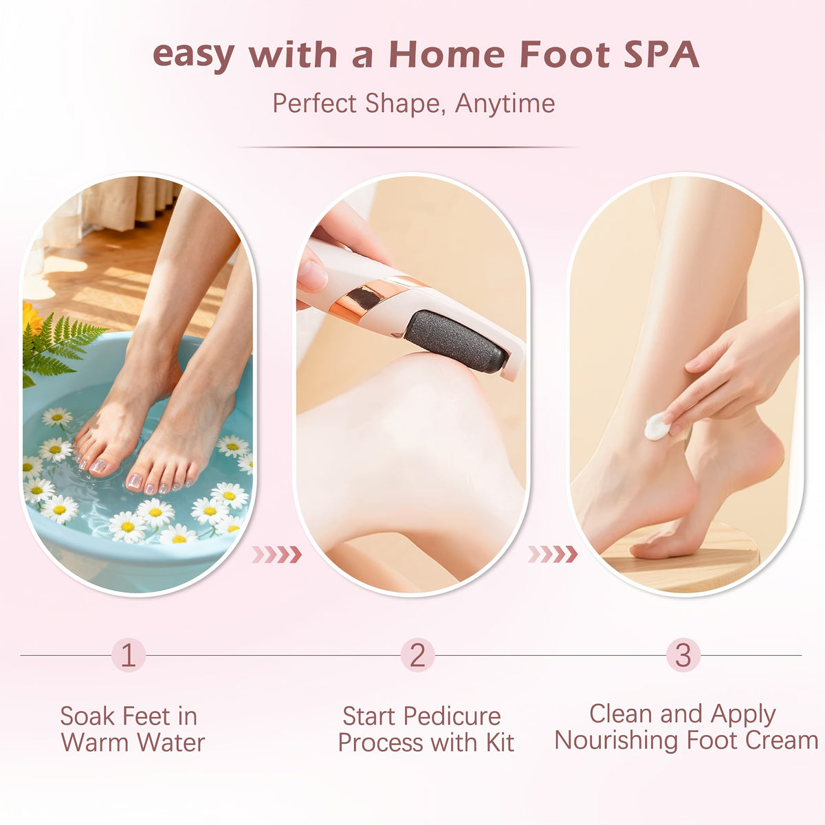 Electric Foot File Pedicure Kit – USB Rechargeable Callus Remover