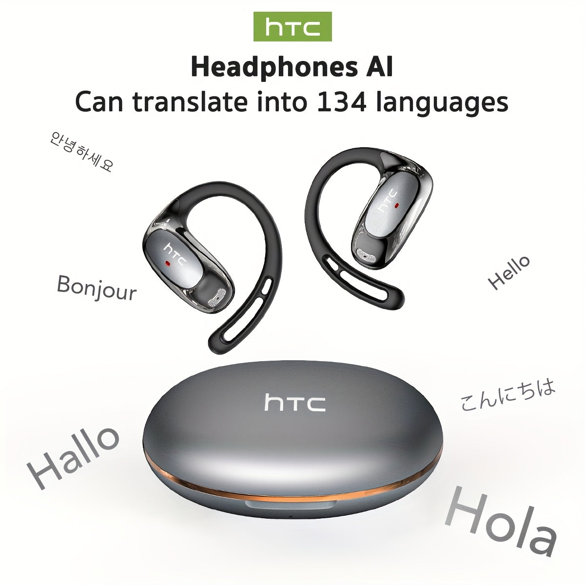 HTC NE35 AI Translation Earbuds – Open-Ear Wireless Headphones